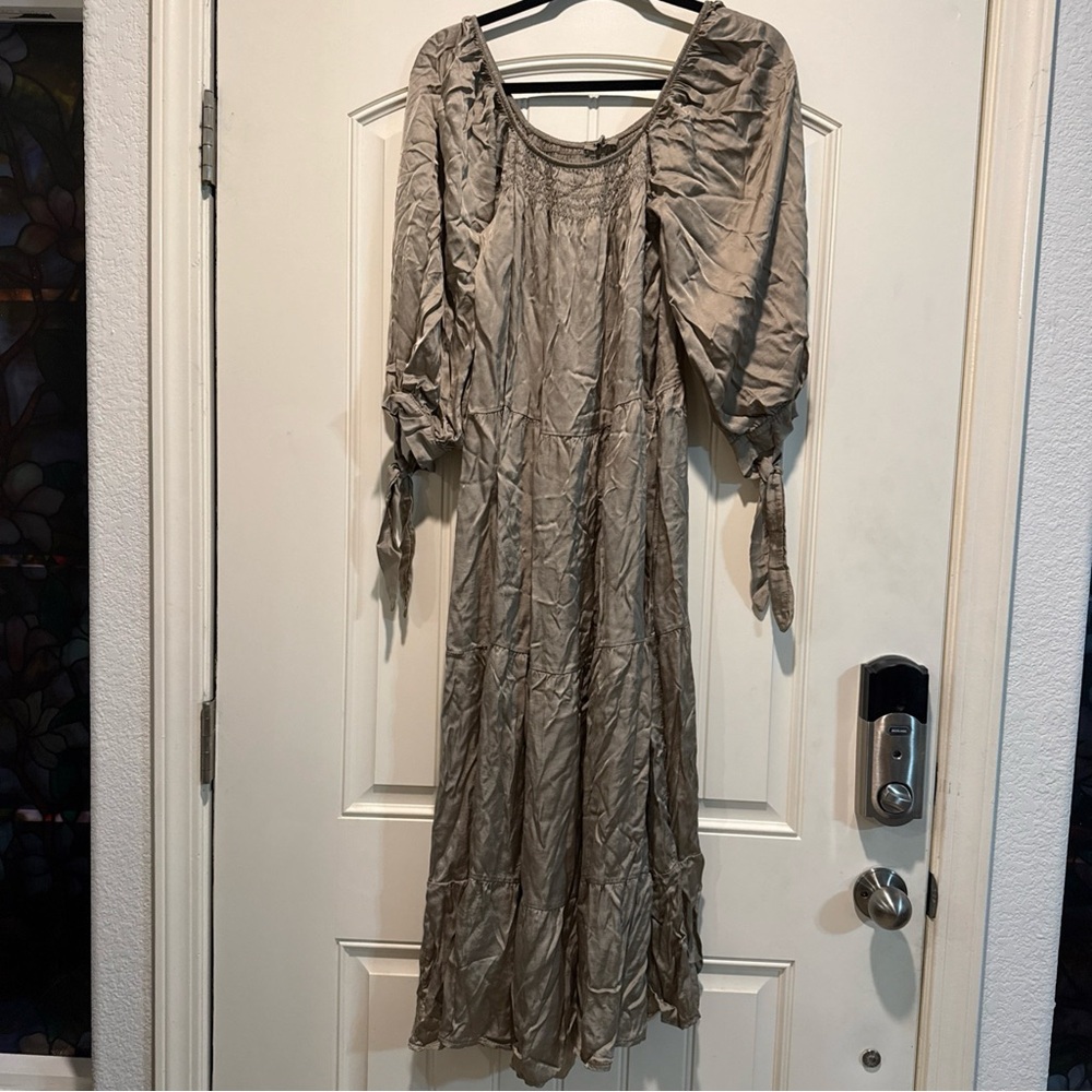 Elegant Satin Sage Women's Dress